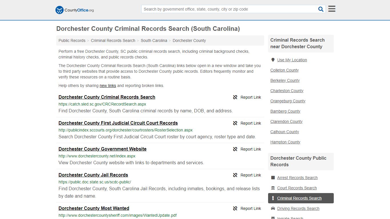 Dorchester County Criminal Records Search (South Carolina)